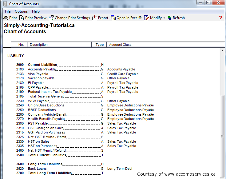 How To Print Chart Of Accounts In Sage 50