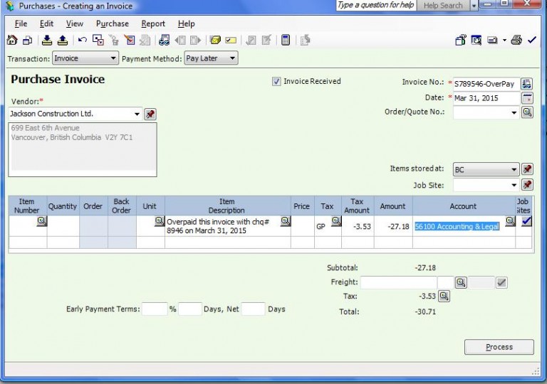 Overpaid Supplier Invoice Simply Accounting Tutorial
