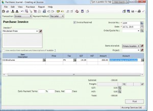 Purchase Journal posting a credit