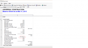 Balance sheet for AR