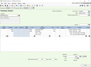 Purchase journal with split taxes 2