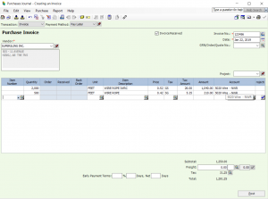 Purchase journal with split taxes