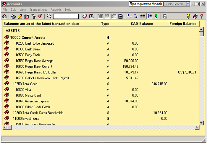 Sage 50 Chart Of Accounts List